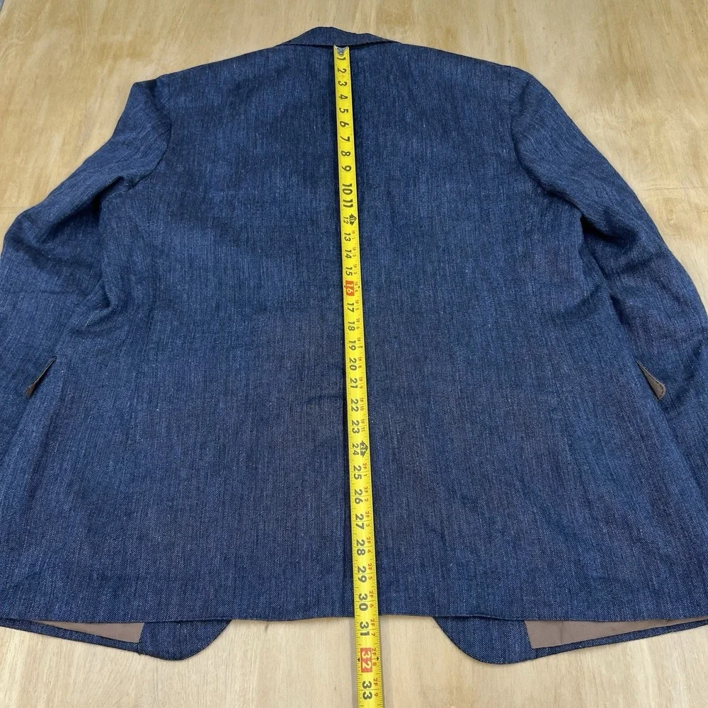 Berluti Alpaca Linen Blazer Jacket Sport Coat Mens 48R Navy/Black Chambray Italy